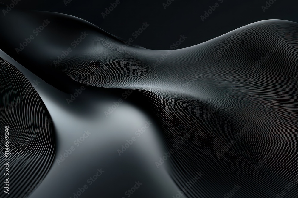 Aufkleber abstract black waves with elegant curves and flowing lines, creating a sense of depth and movement i