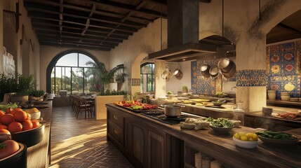 luxurious resort kitchen with rustic charm