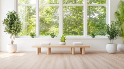 Fototapeta premium Discover a welcoming clinic setup designed for a dynamic physiotherapy session, promoting healing and flexibility This image showcases a serene space with modern equipment, fostering a sense of