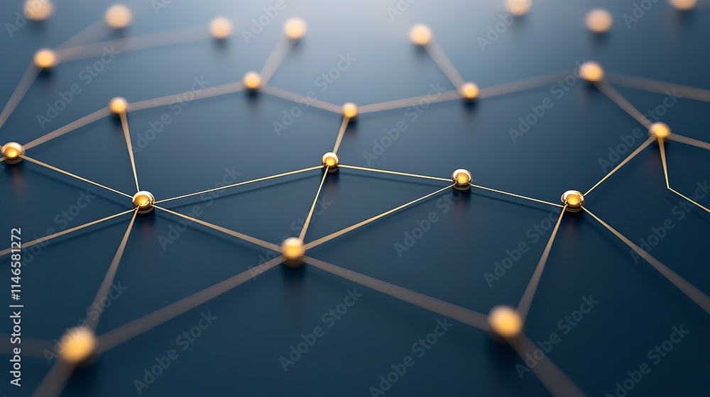 Poster interconnected golden nodes network abstract visualization