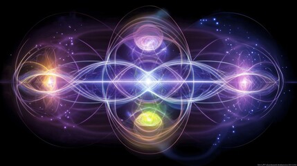 Obraz premium Interconnected Energy Fields A Cosmic Dance of Light