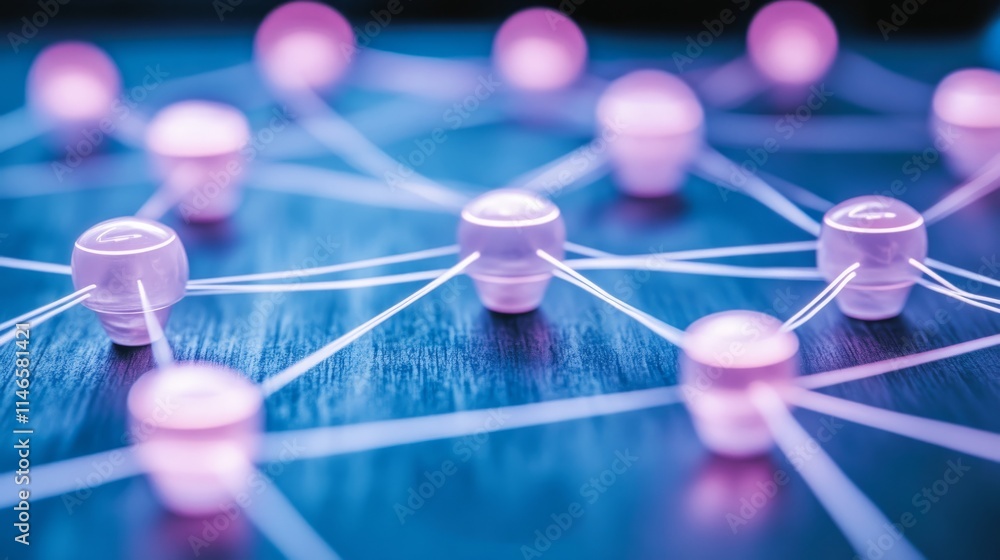 Aufkleber interconnected network nodes abstract digital technology
