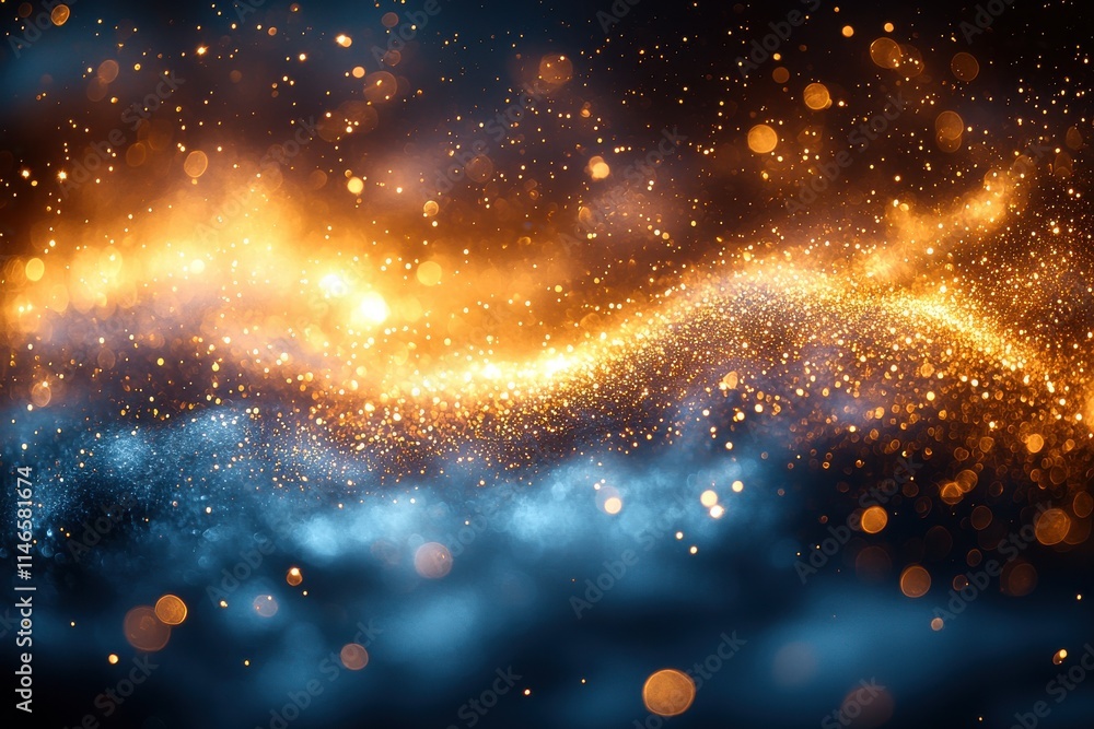 Aufkleber golden light particles floating and fading in a cosmic background abstract art mysterious environmen