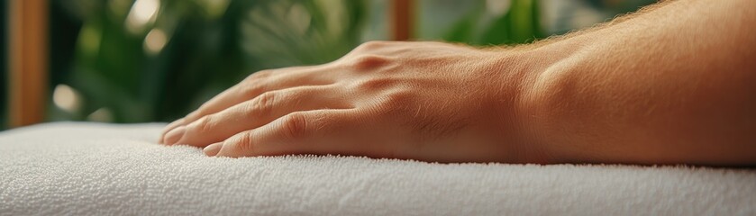 Fototapeta premium Experience the gentle massage capturing touch and flow, where fluid connection between therapist and client creates a holistic healing environment This serene image embodies the delicate art of