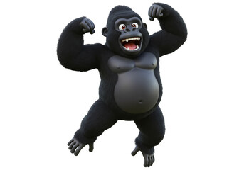 Naklejka premium Happy Cartoon Gorilla Jumping