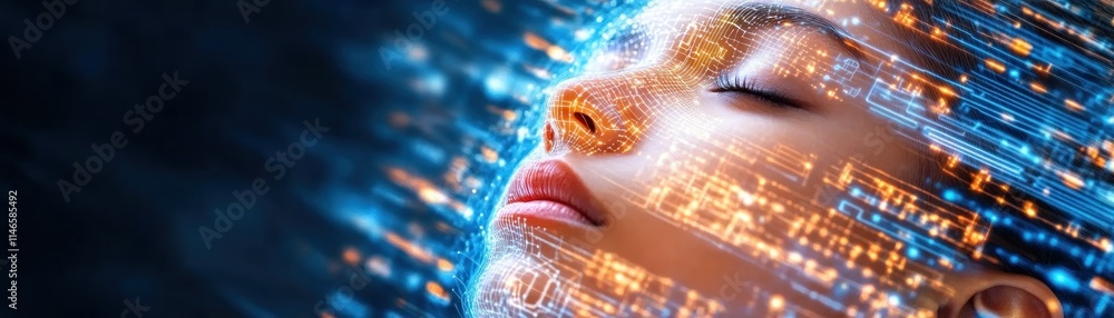 Aufkleber explore the convergence of human and artificial intelligence through this abstract digital artwork t