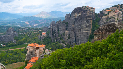 Panoramic view of Meteora Monasteries, Thessaly, Greece