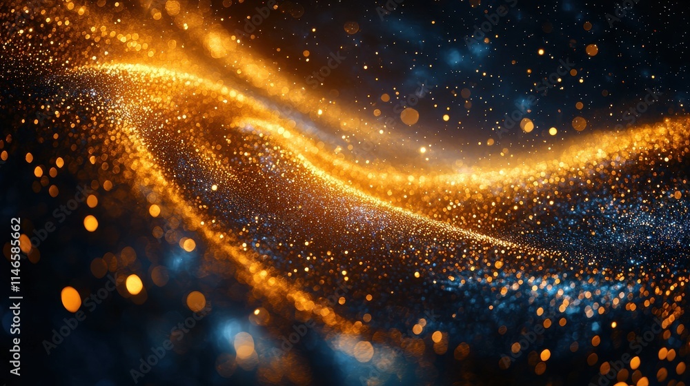 Aufkleber dynamic golden particles creating a spiral galaxy in motion digital art cosmic environment abstract 