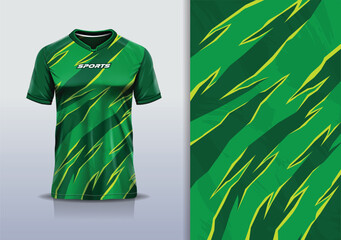 Sport jersey template mockup texture grunge rustic abstract vector design for football soccer, racing, running, e sports, green yellow color © Nimpuna O