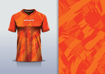 Sport jersey template mockup texture grunge rustic abstract vector design for football soccer, racing, running, e sports, red orange yellow color © Nimpuna O