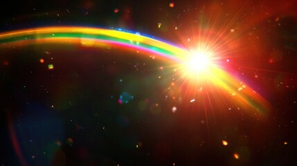 Obraz premium Bright rainbow lens flare, text overlay: 'Endless Love,' black background 