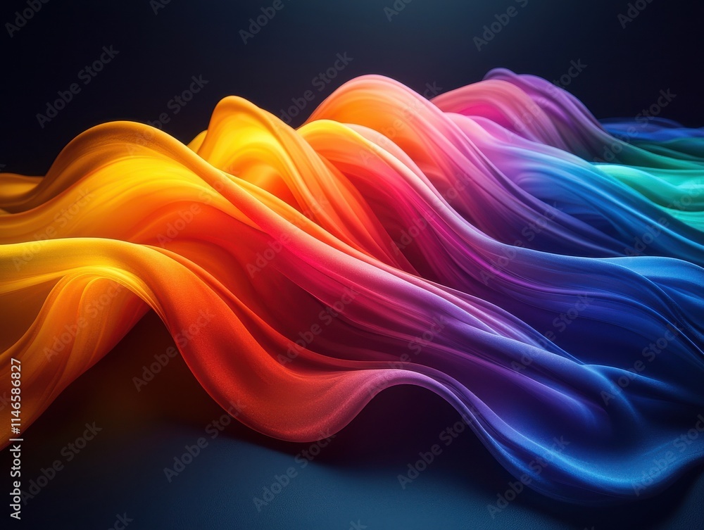 Poster dynamic light waves stretching infinitely abstract art creative studio colorful environment close-up