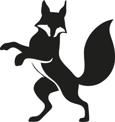 fox black silhouettes design Minimal Icon style hand drawn on a white background