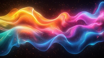 Obraz premium Dynamic abstract rainbow-colored arcs digital art showcase vibrant background creative environment visual exploration
