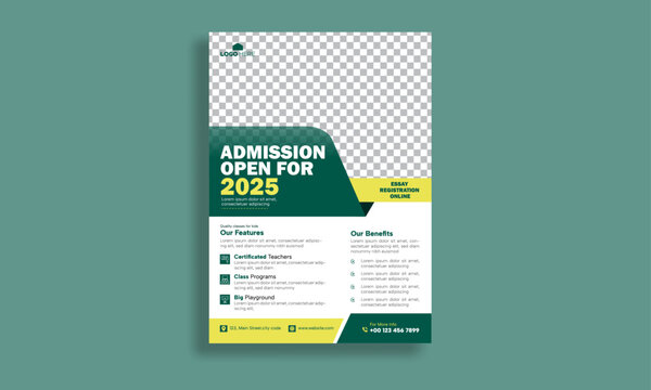 School education flyer design template, kids education flyer, college admission leaflet brochure design, abstract background