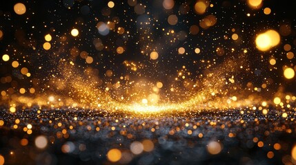 Naklejka premium Golden sparks bursting in brilliant display abstract background digital art captivating environment dynamic viewpoint