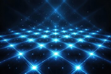Obraz premium Dynamic electric blue light arcs intersecting over dark background digital art abstract high contrast futuristic perspective