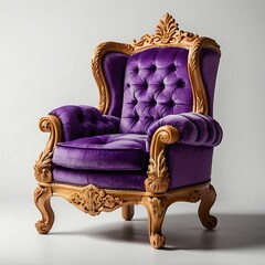 purple leather armchair on white