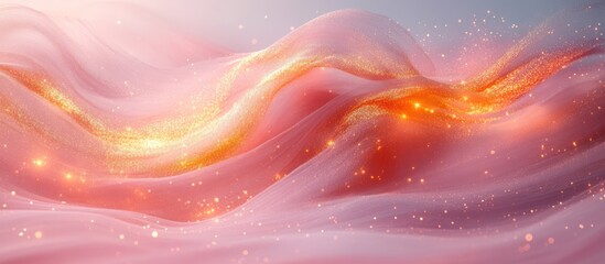 Pink and gold glittering fabric waves.