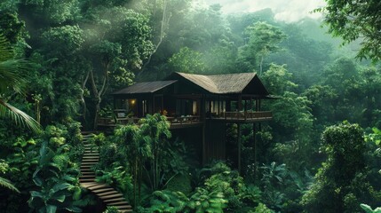 lush rainforest treehouse retreat