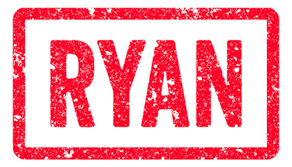 Ryan Stamp Transparent Seal, Red Grunge Ryan Word Rubber Stamp Seal