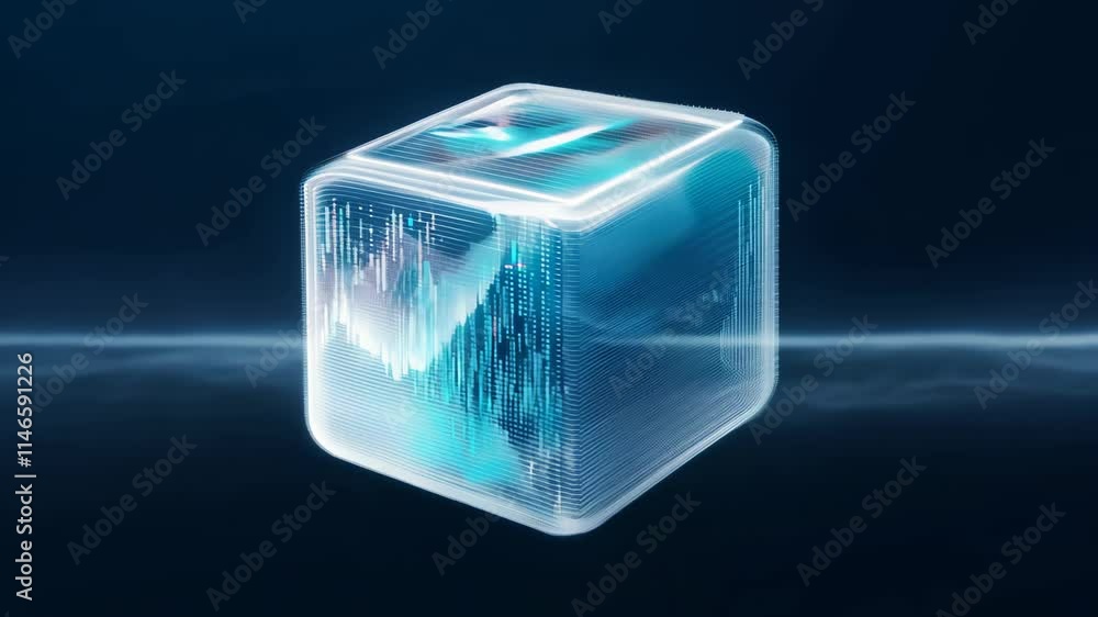 Poster Exploring the concept of digital blocks in a virtual environment with dynamic data representation and futuristic elements