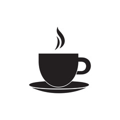 Black and White Flat Coffee Cup Vector Design