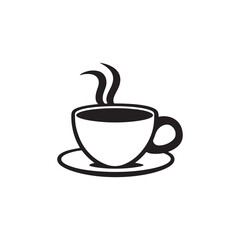 Black and White Flat Coffee Cup Vector Design
