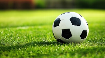 Fototapeta premium soccer ball on green grass