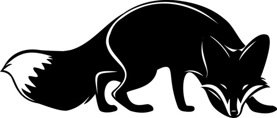 fox black silhouettes design Minimal Icon style hand drawn on a white background