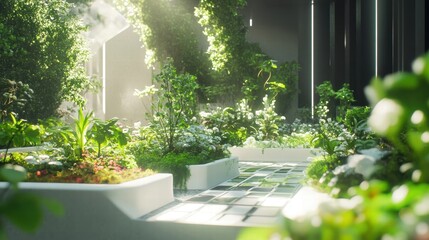 Fototapeta premium serene indoor garden with modern design