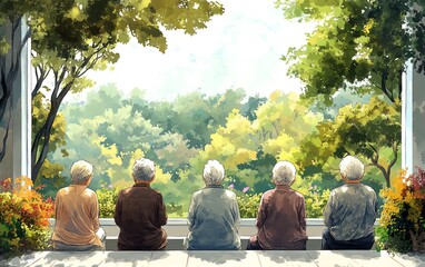 Group therapy for mental health, support for mood and behavior disorders, Alzheimer s and dementia patients, community treatment concept, calming and professional atmosphere