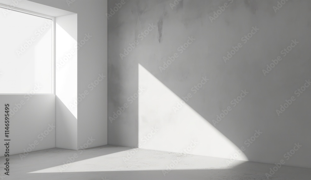 Poster abstract light gray background for product presentation shadow and light from windows minimal square