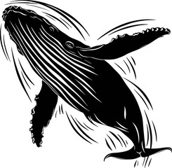whale black silhouettes design Minimal Icon style hand drawn