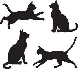 Elegant Cat Silhouettes in Various Poses