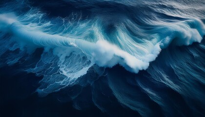 Mighty Ocean Wave calm yet powerful ocean wave from above. dark blue water beautiful background