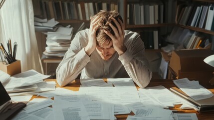 overwhelmed student with papers