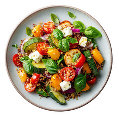 Fresh quinoa salad with veggies bright and healthy kitchen photography