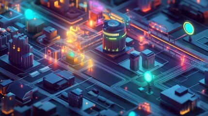 Obraz premium futuristic cityscape on circuit board