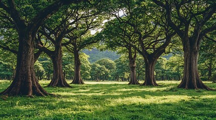 Obraz premium Majestic Forest Expanse with Towering Trees and Lush Greenery