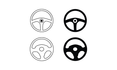 Car Steering wheels icon set, isolated on white background, vector Illustration