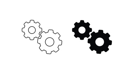 Gear icon set. Gear Settings symbol, cogwheel. Functions symbol. System Settings and Gear Icons. Mechanical. Engineering Symbols. gears on white background