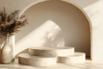 Beige Minimalist Arch Display Podium