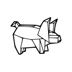 origami pig drawing coloring page