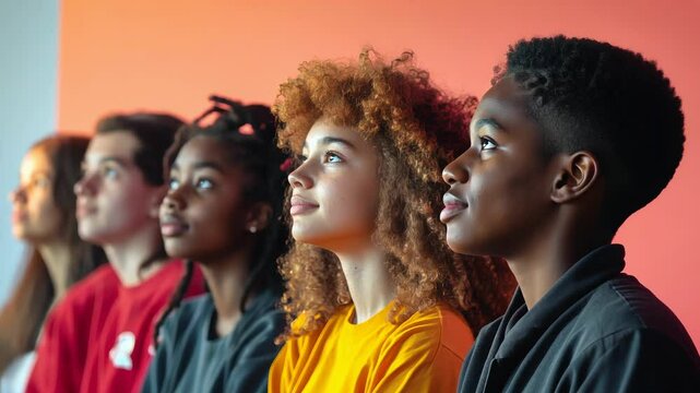 In a vibrant setting, a group of diverse young leaders, including Afro-Americans, comes together for a community engagement event