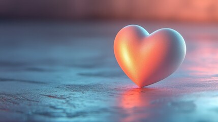 Fototapeta premium A glowing heart-shaped object rests on a reflective surface, radiating warmth and evoking feelings of love and affection.