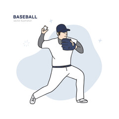 An illustration of a baseball player throwing a baseball.
