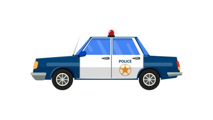 Patrol car side view. Police transport flat style illustration © Needless