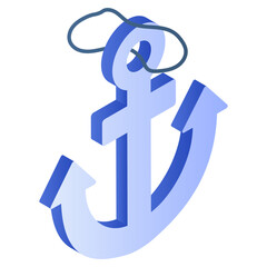 A flat isometric icon of nautical hook