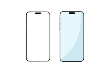 smartphone mockup with blank white screen in realistic, clay, flat vector, line style. mobile phone mockup front view. vector illustration